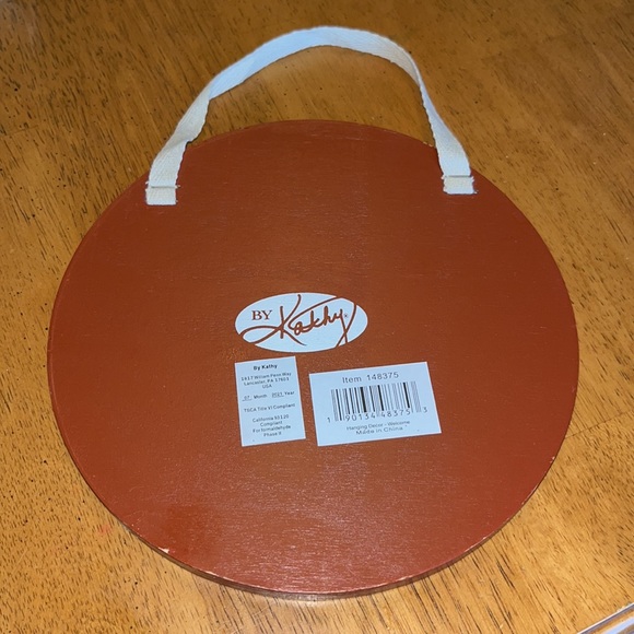 Welcome Gnome hanging wooden sign—burnt orange, white, tan colors - Picture 3 of 5